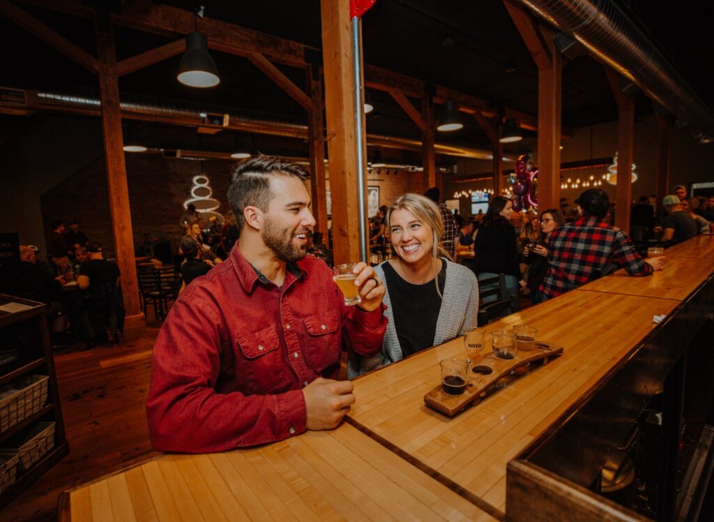 Beer flights and Pad Thai Fries at Koto Brewing Co. in Twin Falls